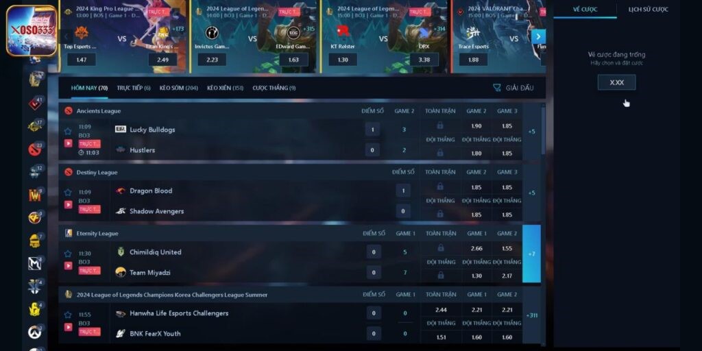 VNSOXO và Xoso333 cung cấp 2 sảnh chơi thể thao điện tử