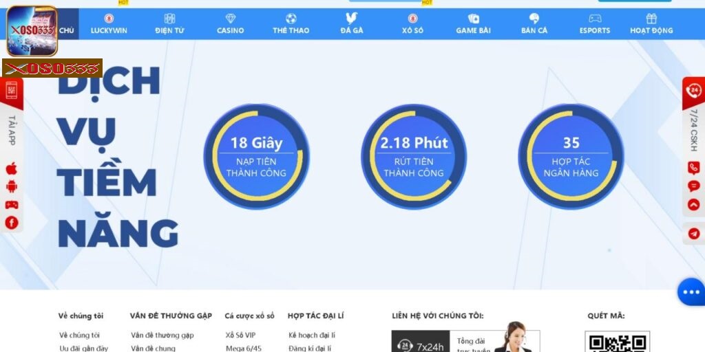 Giao dịch trong chớp mắt với hệ thống nạp/rút Xoso333